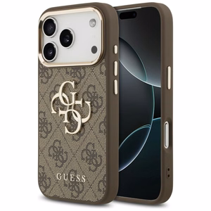 GUESS GUE005483 (PU W/ Big 4G Classic Logo) suojakuori laitteelle iPhone 18 Pro / 17 Pro, väri: ruskea ja kullanvärinen