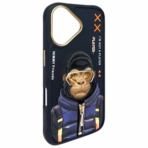 Nimmy Cool&Cute 2.0 Apina Suojakuori iPhone 16:lle - musta