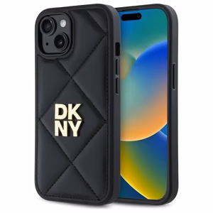 DKNY Quilted Stack Logo Suojakuori iPhone 14:lle - musta