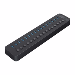 Orico CT2U3-16AB 16x USB-A 3.0 keskitin kytkimillä - musta