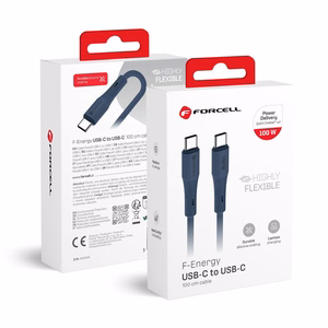 Kaapeli USB C - USB C Forcell F-Energy QC4.0 PD 5A 100W silikoni 1 m C347 tummansininen