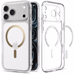 Spigen Ultra Hybrid MagSafe -suojakuori iPhone 18 Pro Max / 17 Pro Max -malleille, läpinäkyvä kullanvärinen