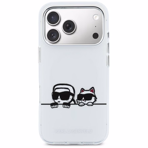 Karl Lagerfeld IML Karl & Choupette Peekaboo Logo MagSafe Suojakuori iPhone 17 Pro Maxille - Valkoinen