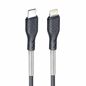 Kaapeli USB C - Lightning Forcell F-Energy PD 3A 27W Carbon 1 m CB-01C musta