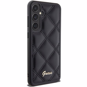 Guess Quilted Metal Logo kovakuori Samsung Galaxy S23 FE:lle - musta/musta