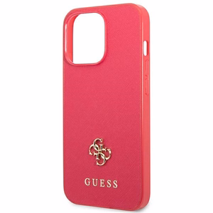 Guess Saffiano 4G Small Metal Logo Suojakuori iPhone 13 Pro / 13:lle - vaaleanpunainen