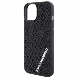 Karl Lagerfeld 3D Rubber Multi Logo Suojakuori iPhone 15:lle - musta