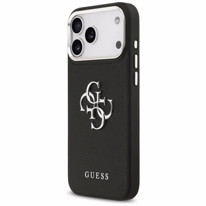 Guess Grained Big 4G Classic Logo Suojakuori iPhone 17 Pro Max:lle - Musta