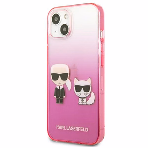 Karl Lagerfeld Gradient Ikonik Karl&Choupette kotelo iPhone 13 mini - vaaleanpunainen - vaaleanpunainen
