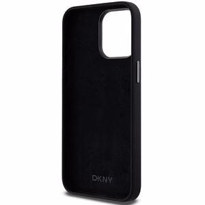 DKNY Liquid Silikoninen Metal Logo Suojakuori iPhone 15 Pro Max:lle - musta