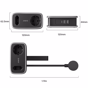 Orico AP3 65W GaN 6in1 jatkojohto 2x AC + 2x USB-A + 2x USB-C - musta
