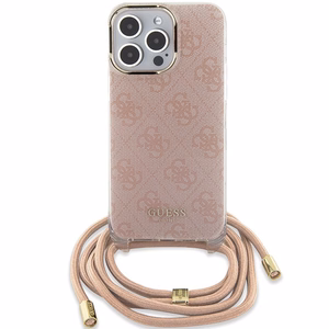 Guess GUHCP15LHC4SEP HC Crossbody Cord 4G Print -suojakuori iPhone 15 Pro 6,1:lle - vaaleanpunainen