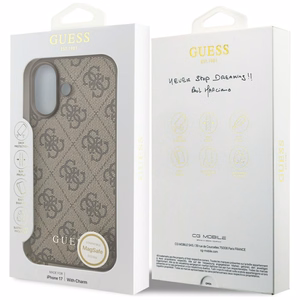 Guess 4G Charms Collection MagSafe Suojakuori iPhone 17:lle - ruskea