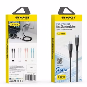 USB-kaapeli Awei CL-182C USB-C – USB-C 1,0 m valkoinen