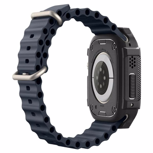 Spigen Rugged Armor -suojakuori Apple Watch Ultra 49 mm -mallille, mattamusta