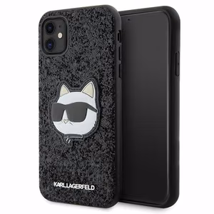 Karl Lagerfeld KLHCN61G2CPK iPhone 11 / Xr 6.1 musta/musta kovakuori Glitter Choupette Patch