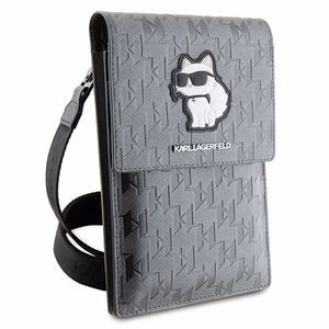 KARL LAGERFELD yleislaukku puhelimelle KLWBSAKHPCG (Saffiano Mono Choupette) hopeinen