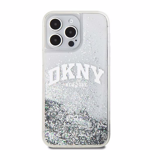 DKNY Liquid Glitter Big Logo Suojakuori iPhone 15 Pro:lle - valkoinen