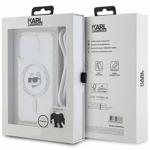 Karl Lagerfeld IML Choupette Head & Cord MagSafe Suojakuori iPhone 15 Prolle - läpinäkyvä