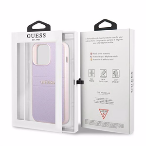 Guess GUHCP13LPSASBPU iPhone 13 Pro / 13 6.1" purple/purple Saffiano Hot Stamp & Metal Logo
