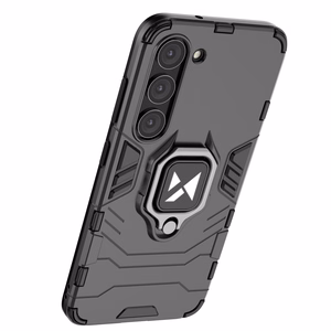Wozinsky Ring Armor suojakuori Samsung Galaxy S23+:lle panssaroitu kuori magneettinen pidike rengas musta