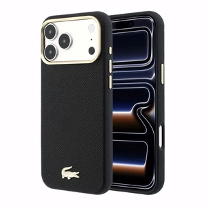 Case Lacoste PU Leather Champs Elysees Gold Logo MagSafe Apple iPhone 18 Pro black