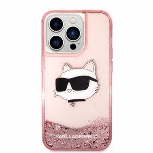 Karl Lagerfeld KLHCP14LLNCHCP iPhone 14 Pro 6.1" vaaleanpunainen/vaaleanpunainen kovakuori Glitter Choupette Head