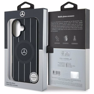 Mercedes MB Double Layer Crossed Lines MagSafe Suojakuori iPhone 16:lle - musta