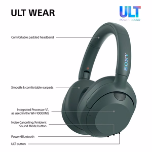 Sony ULT WEAR – langattomat Bluetooth-kuulokkeet ULT POWER SOUND -äänellä, syvällä bassolla, melunvaimennuksella ja jopa 30 h akulla