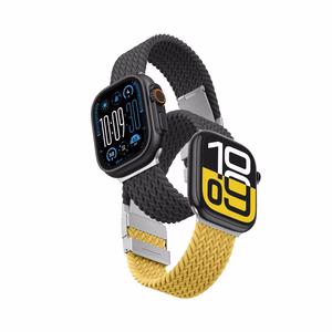 2 kpl AmazingThing Blend Band Apple Watch 45/46/49mm:lle - keltainen-musta / musta