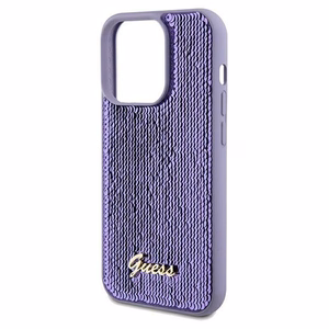 Guess Sequin Script Metal -suojakuori iPhone 14 Prolle - violetti