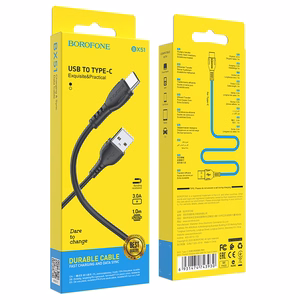 Borofone kaapeli BX51 Triumph - USB - Type-C - 3A 1 metri musta