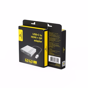 Gembird A-CM-HDMIFDPF-01 USB-C HDMI + DP -adapteri, 4K 60Hz, musta