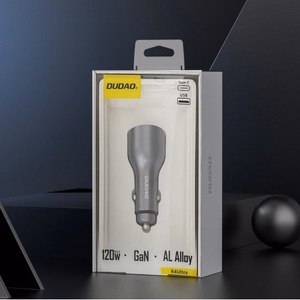 Dudao R4Ultra 120W Power Delivery Quick Charge LED autolaturi USB-A USB-C - harmaa