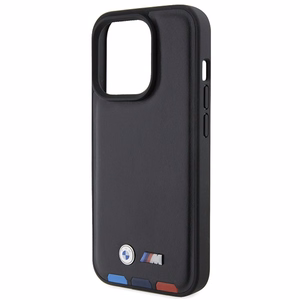 BMW BMHCP15L22PTDK iPhone 15 Pro 6.1" musta/musta Leather Stamp Tricolor