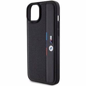 BMW Perforated Tricolor Line Suojakuori iPhone 15 Plus / 14 Plus:lle - musta