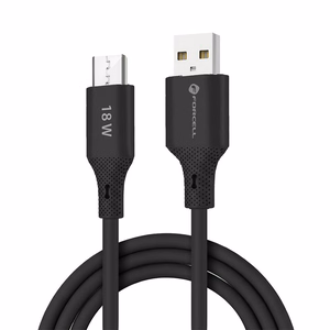 Kaapeli USB A - Micro USB Forcell F-Energy QC3.0 2,4A 18W Silicone 1 m C341 musta