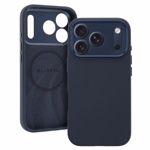 Liavec Silk Shield suojakuori metallisella kamerakehyksellä Iphone 17 Pro -puhelimelle laivastonsininen