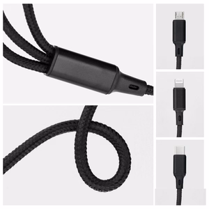 Kaapeli 3in1 Type C - Lightning / Type C / Micro USB 2,4A C171 1,2 m musta