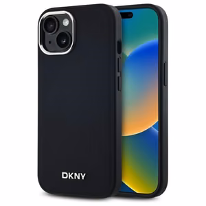 DKNY Plain Logo MagSafe iPhone 14:lle Suojakuori - Musta