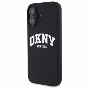 DKNY Silicone White Printed Logo MagSafe Suojakuori iPhone 16:lle - musta