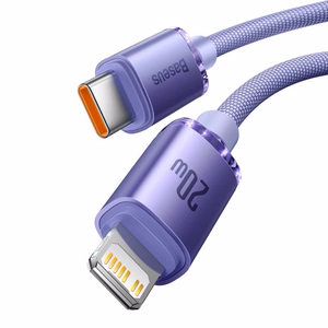 Baseus Crystal Shine USB-C - Lightning kaapeli 2 m 20W (violetti)