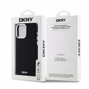 DKNY iPhone 15 Pro Max 6.7" Musta Suojakuori Liquid Silicone Metal Logo MagSafe