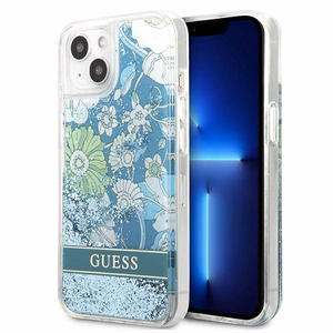 Guess GUHCP13SLFLSN iPhone 13 mini 5.4" vihreä/vihreä kovakotelo Kukka Nestemäinen Glitteri