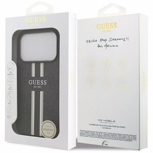 Guess 4G Printed Stripes MagSafe suojakuori iPhone 17 Pro:lle musta