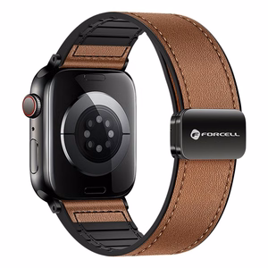 Hihna Apple Watch:lle Forcell F-Design FA21 magneettinen ekologinen nahka 42 / 44 / 45 / 49 mm ruskea