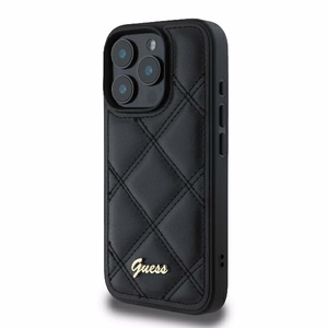Guess Quilted Metal Logo Suojakuori iPhone 16 Pro:lle - musta