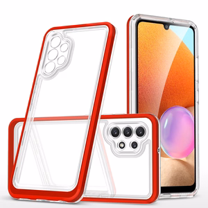 Kirkas 3in1 Asia Samsung Galaxy A32 5G Frame Gel Cover Punainen