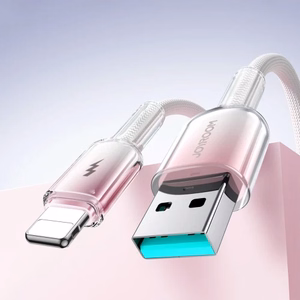 Joyroom S-A42 Crystal-Clear Series 3A USB-A - Lightning -kaapeli 1,2 m - valkoinen