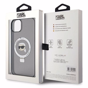 Karl Lagerfeld Suojakuori iPhone 15 6.1 KLHMP15SHMRSKHK musta HC MagSafe Ringstand KH